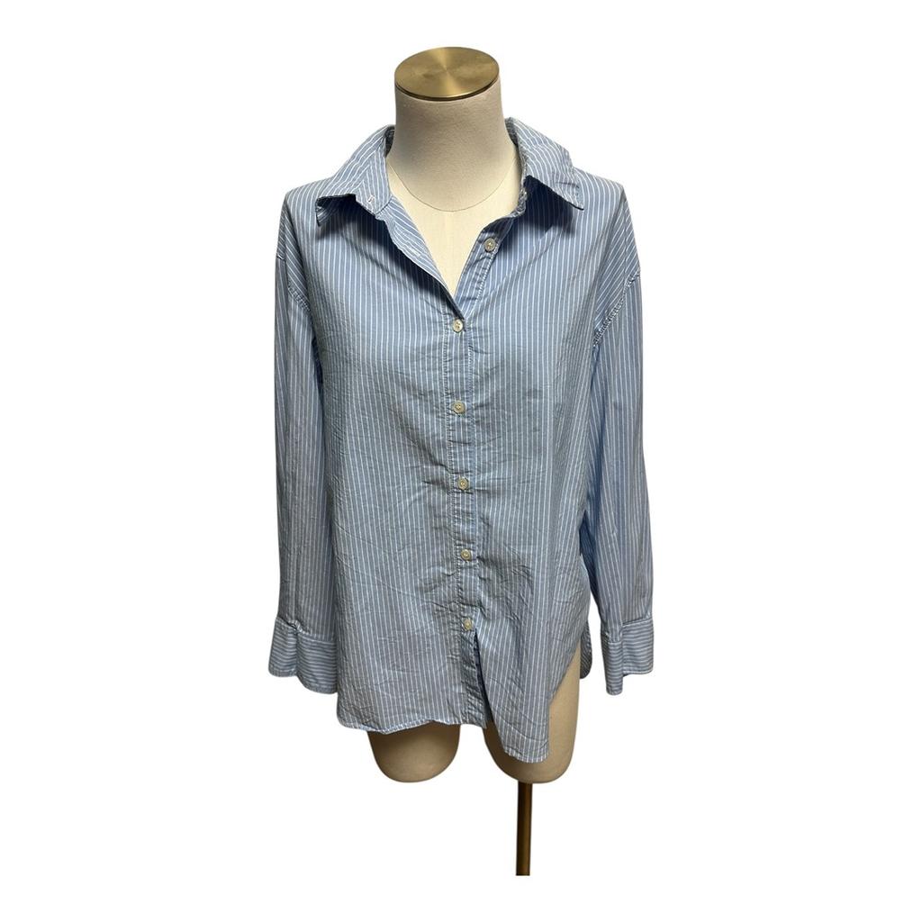 Chemise Naf Naf - 40 - Bleu clair rayé blanc - État : Excellent