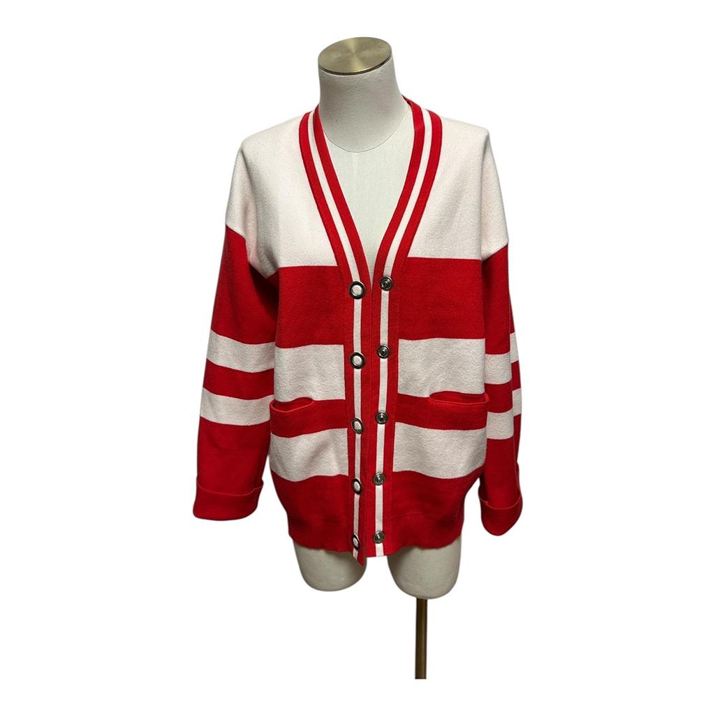 Cardigan Claudie Pierlot - Taille 1 - Rouge Blanc - État : Excellent