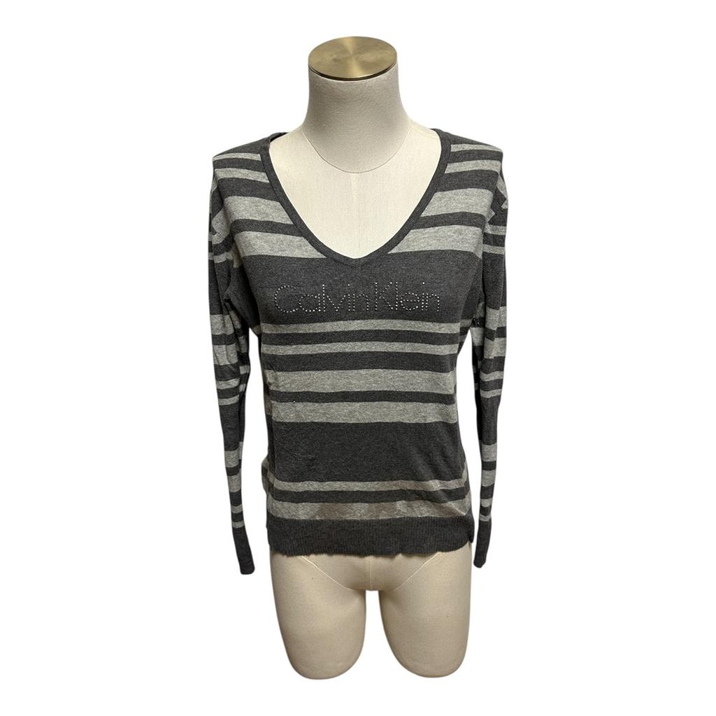 Pull Calvin Klein - M - Gris rayé - État : Excellent
