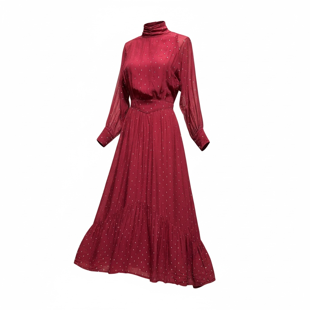 Robe Ba&sh - S - Bordeaux à points métallisés - État : Excellent
