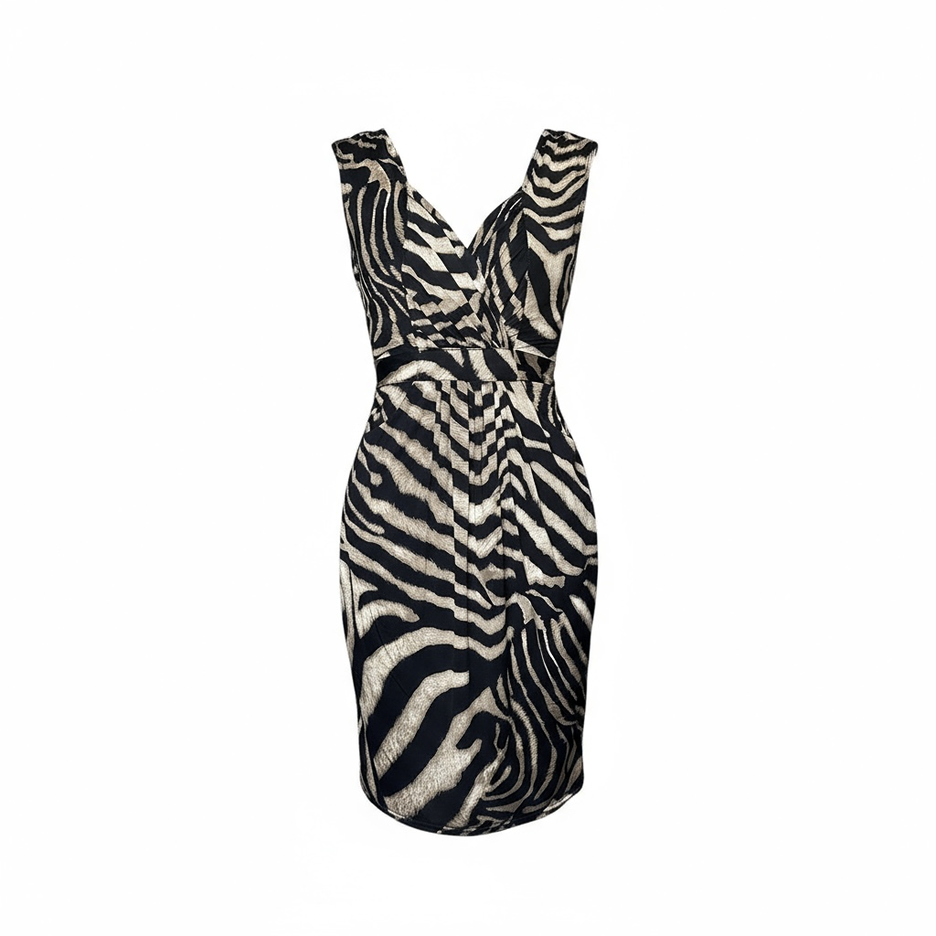 Robe midi zébrée élégante sans manches