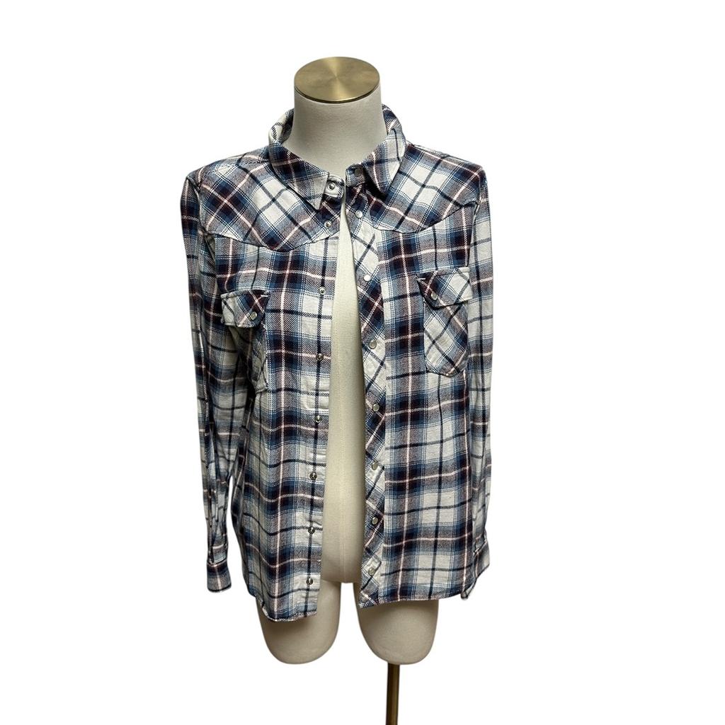 Surchemise femme Ba&sh - 3 - Blanc carreaux bleu - État : Excellent