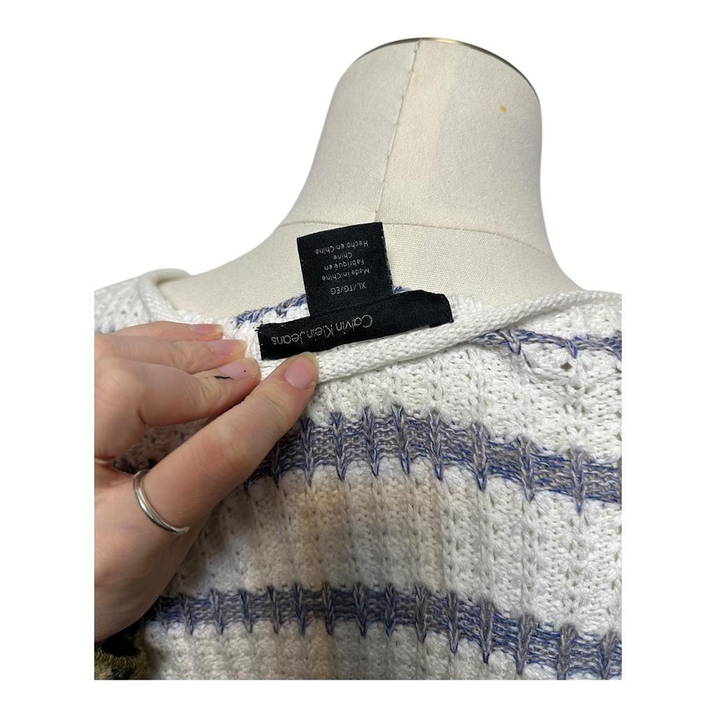 Pull Calvin Klein Jeans - Xl - Blanc et bleu - État : Excellent