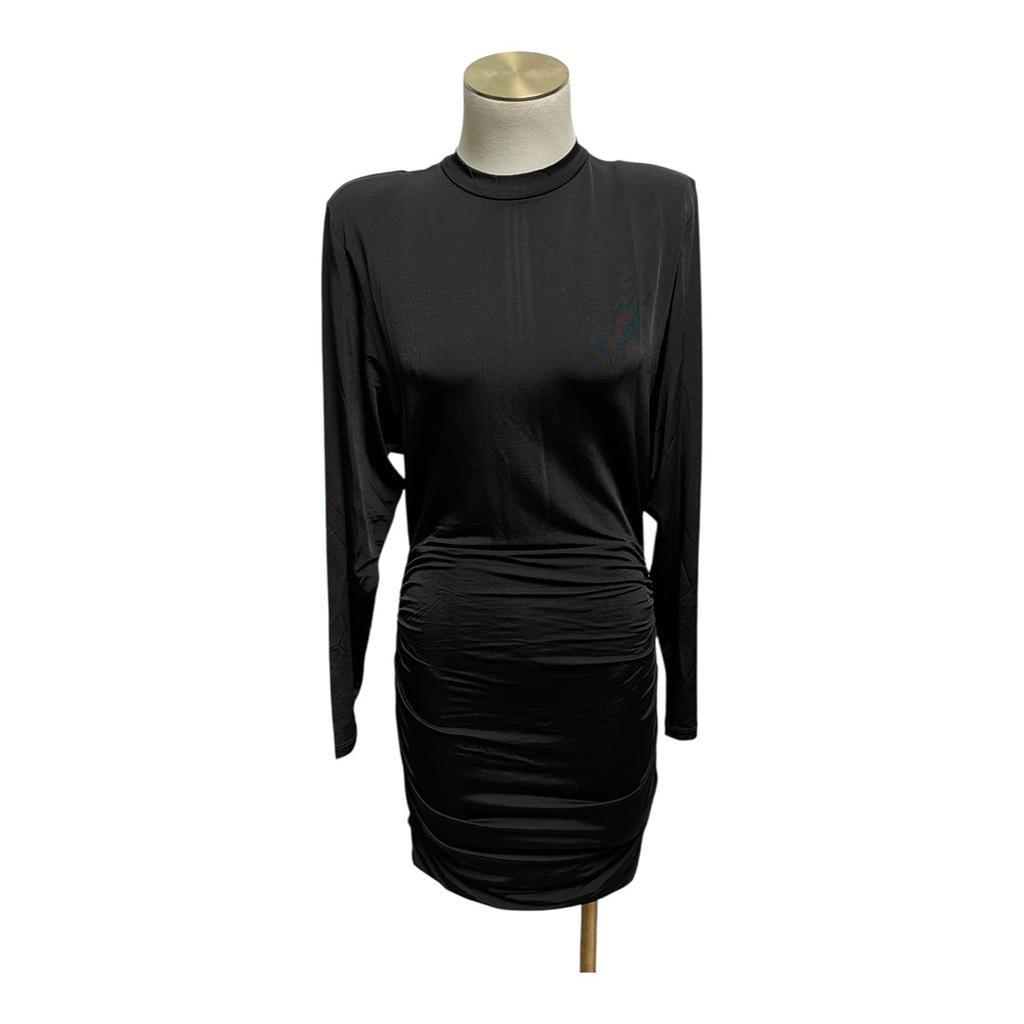 Robe noire moulante manches longues col montant