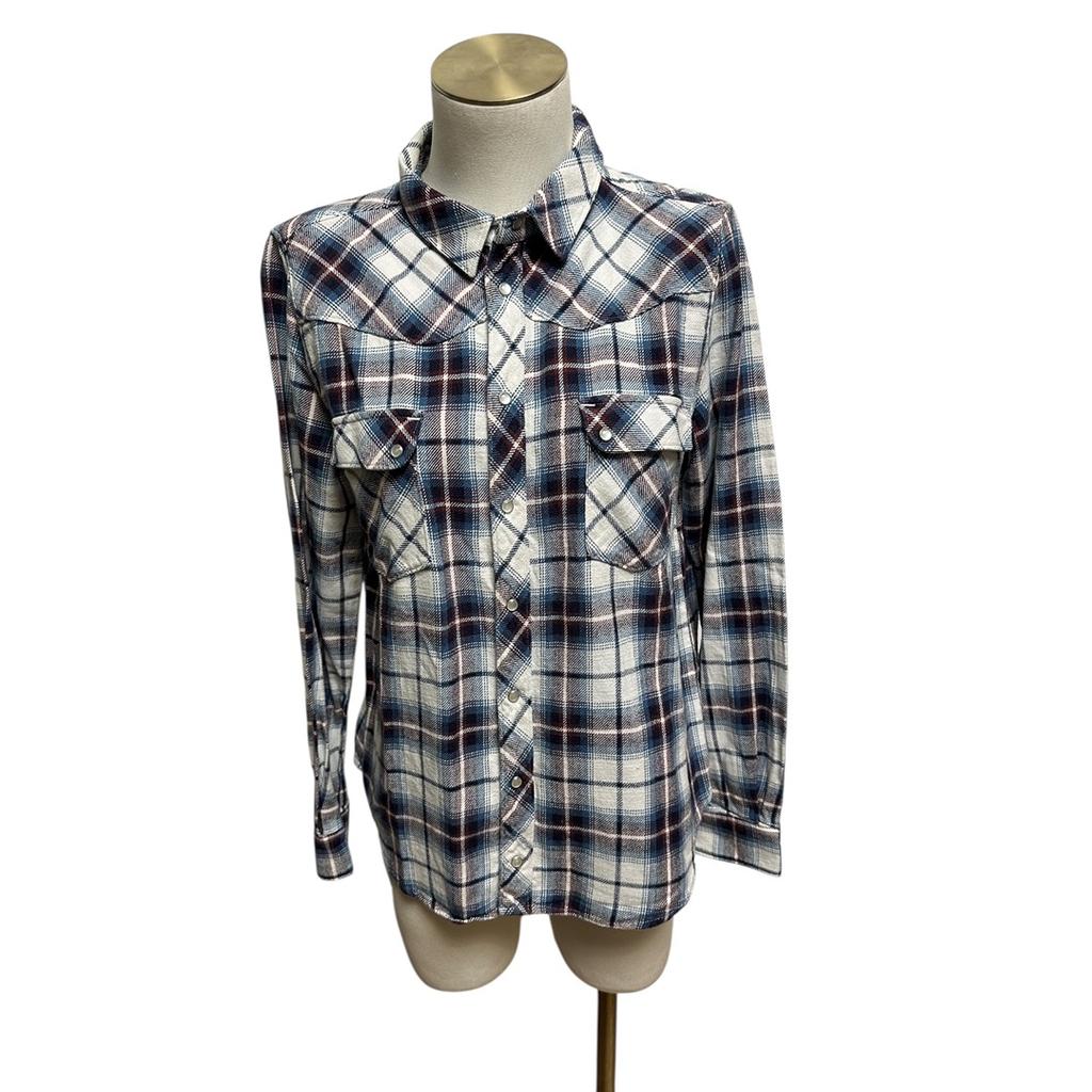 Surchemise femme Ba&sh - 3 - Blanc carreaux bleu - État : Excellent