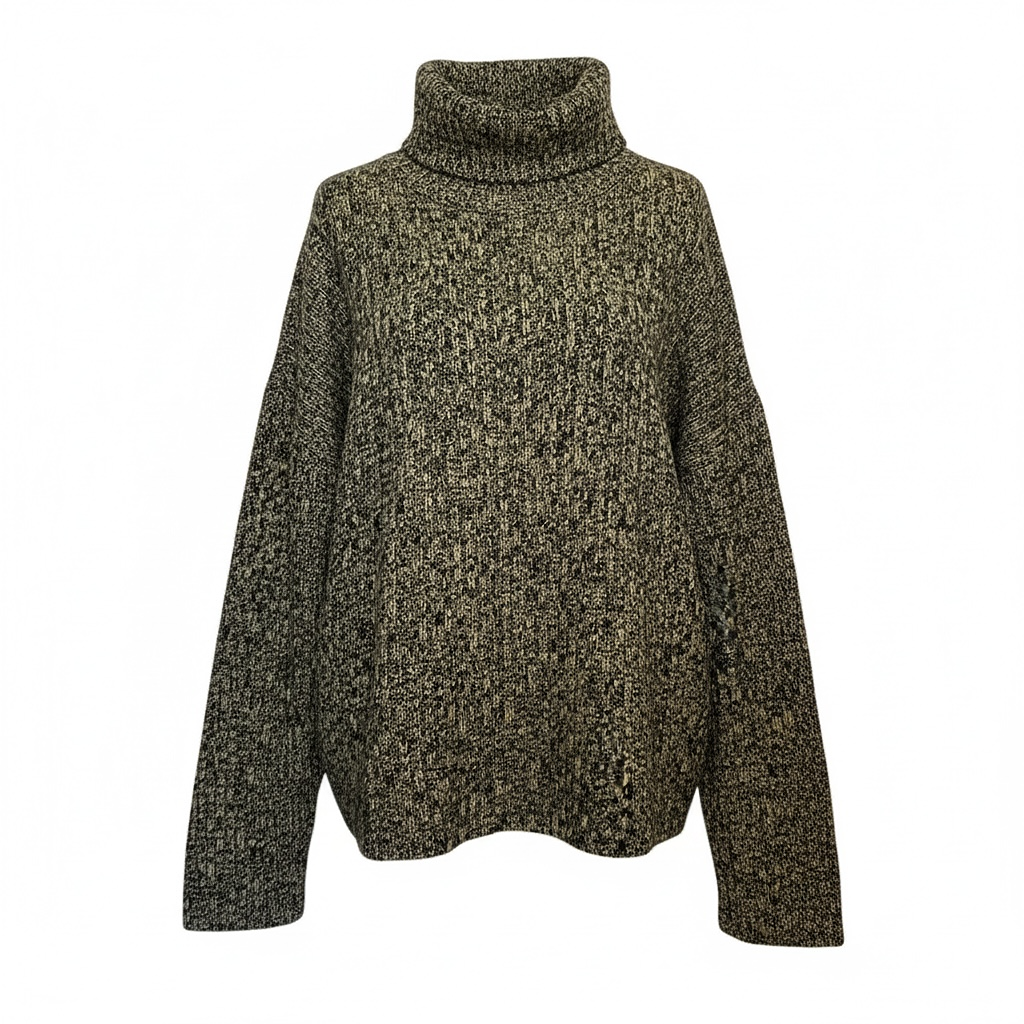 Pull Col Roulé Sandro - L - Noir/gris - État : Très Bon