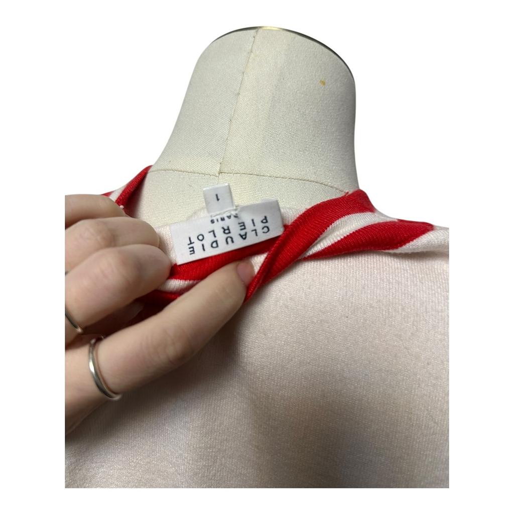 Cardigan Claudie Pierlot - Taille 1 - Rouge Blanc - État : Excellent