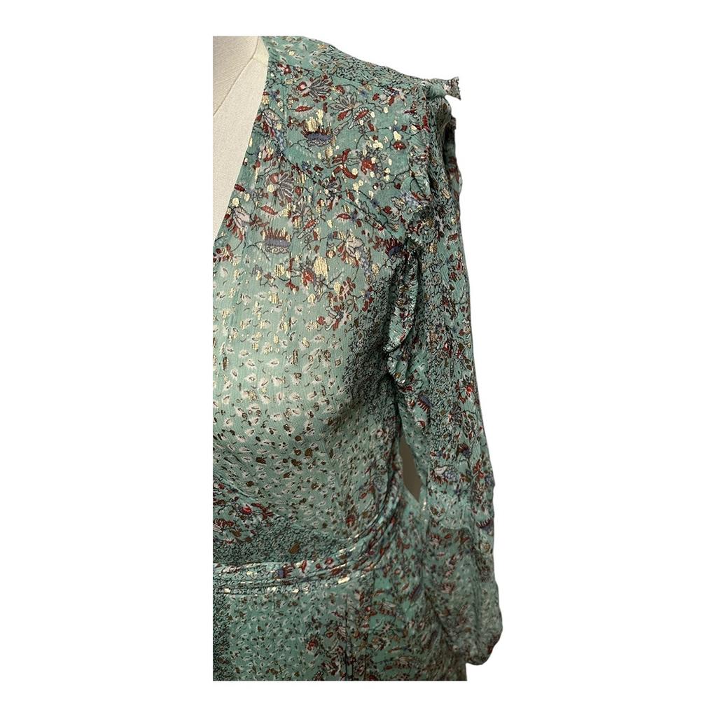 Robe Longue Ba&sh - 2 - Vert Multicolore - État : Très Bon