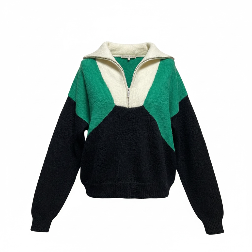Pull G&10 - M - Vert/noir/crème - État : Neuf
