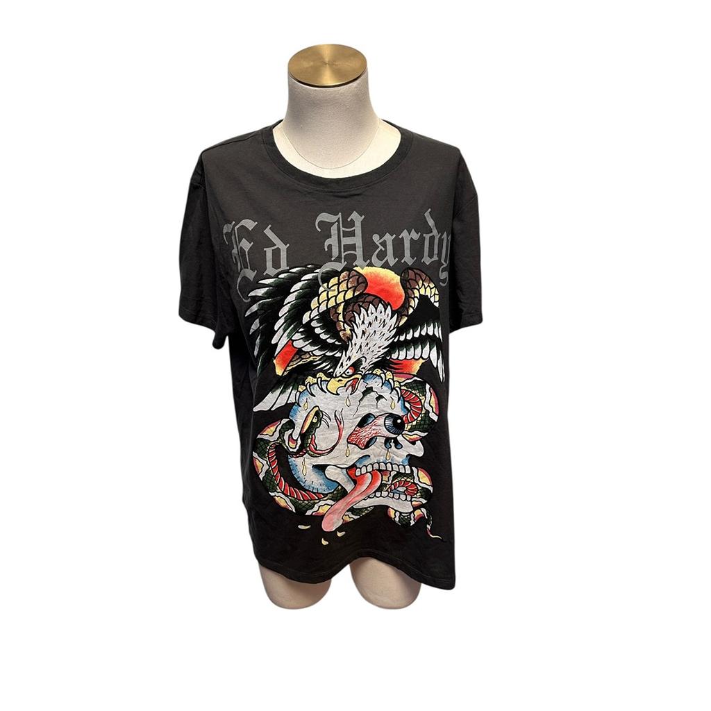 T-shirt Ed Hardy - L - Gris - État : Excellent