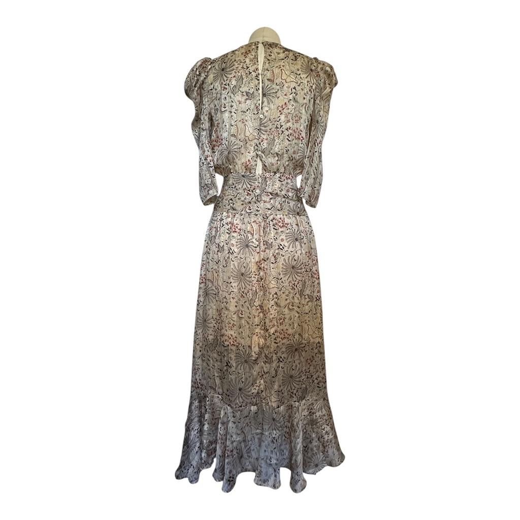 Robe Midi Belair - 38 - Crème Multicolore - État : Très Bon