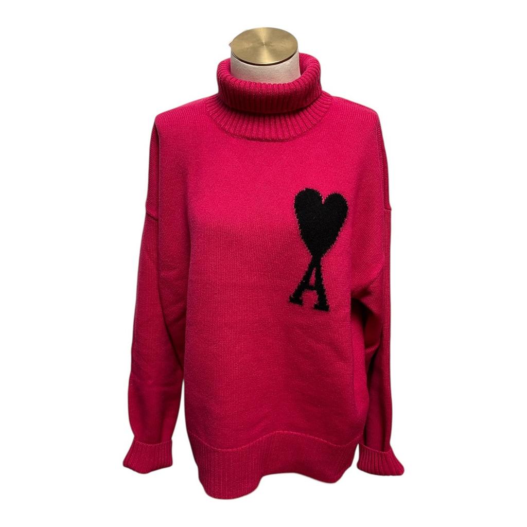 Pull col roulé Ami Paris - M - Rose fuchsia - État : Neuf avec étiquette