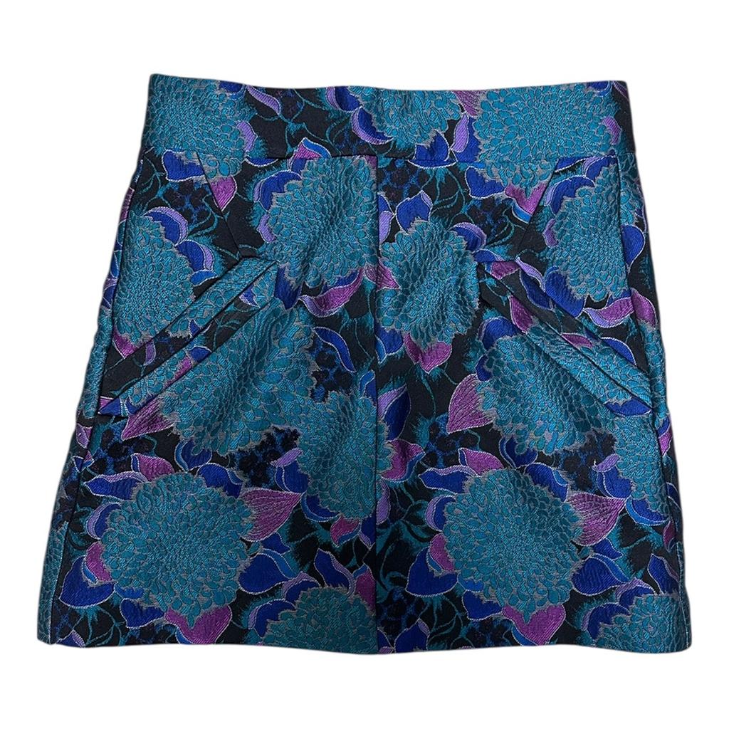 Jupe mini Sfera jacquard floral - S - Bleu - État : Excellent
