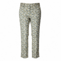 Pantalon femme ajusté motif floral beige