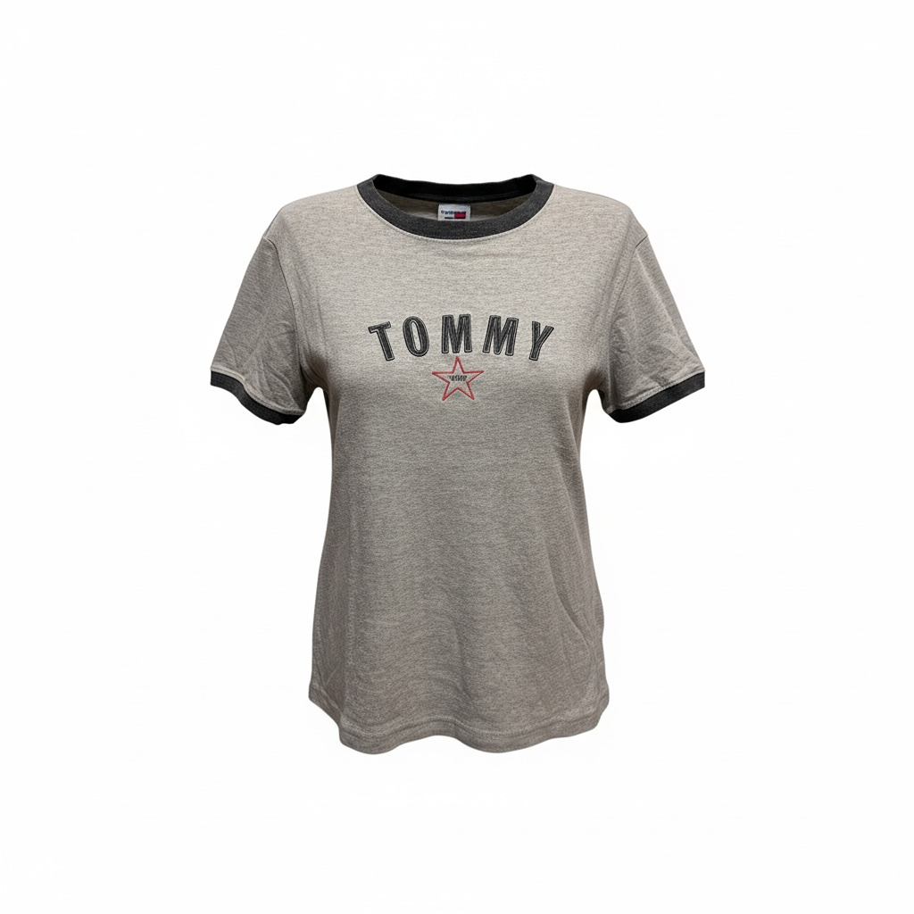 T-shirt ringer Tommy Hilfiger - L - Gris - État : Excellent