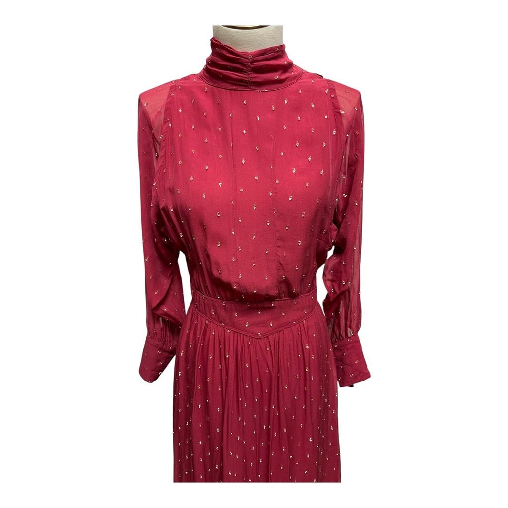 Robe Ba&sh - S - Bordeaux à points métallisés - État : Excellent