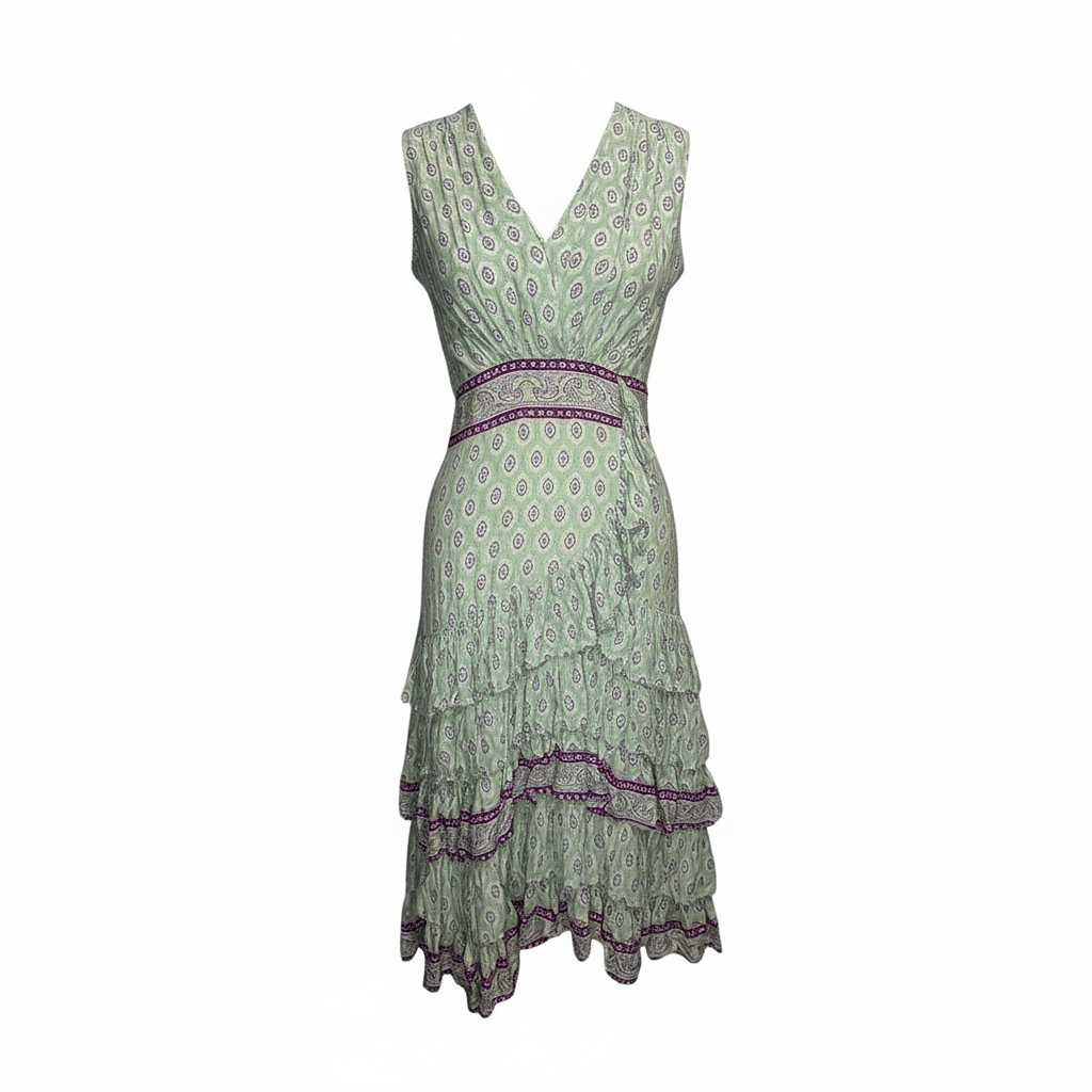 Robe Midi Sandro - S - Violet Vert - État : Très Bon