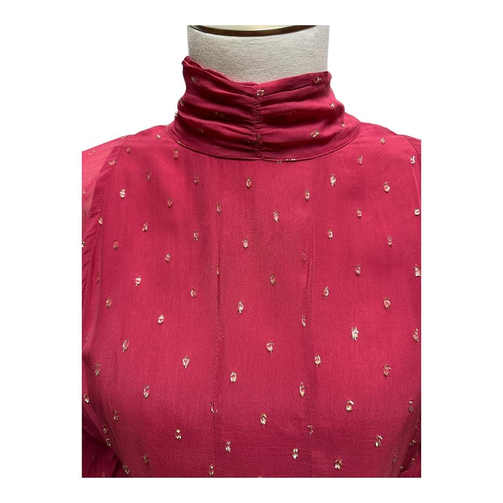 Robe Ba&sh - S - Bordeaux à points métallisés - État : Excellent