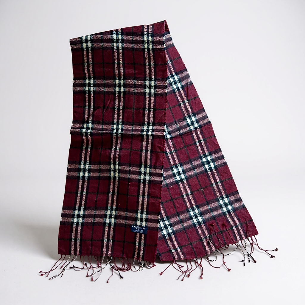 Écharpe Burberry London 100% cachemire bordeaux