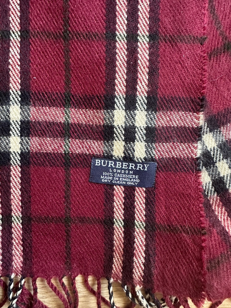 Écharpe Burberry London 100% cachemire bordeaux