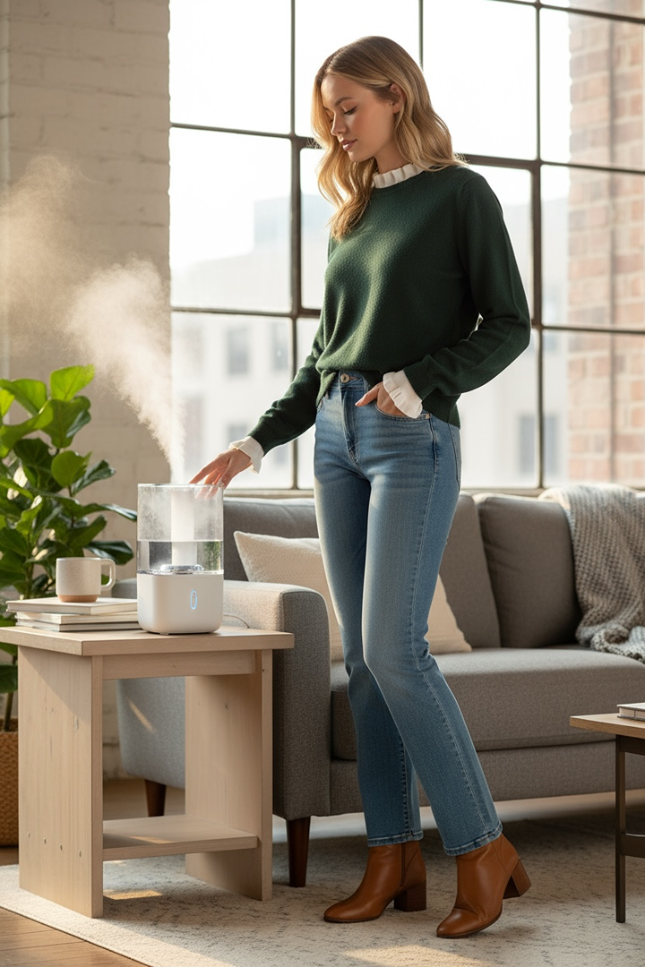 Pull vert foncé col et poignets volantés blancs