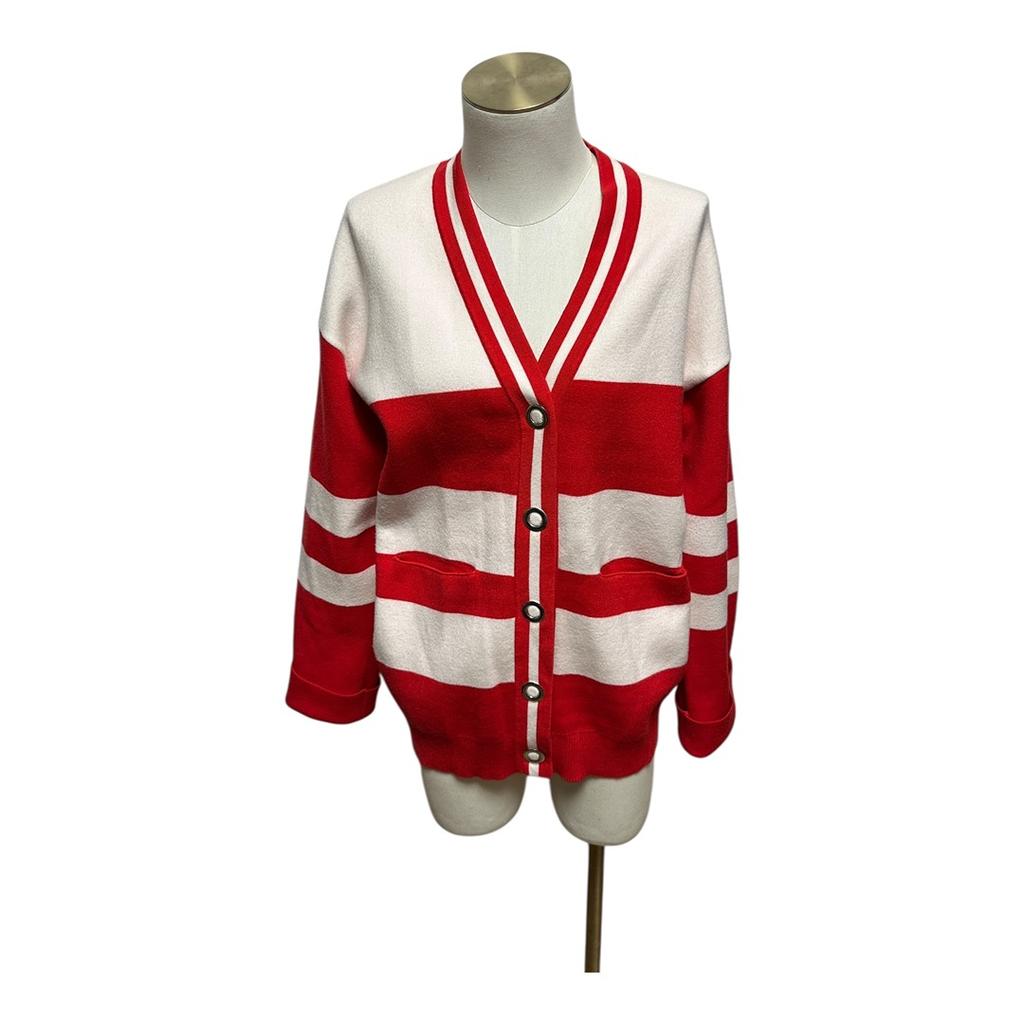 Cardigan Claudie Pierlot - Taille 1 - Rouge Blanc - État : Excellent