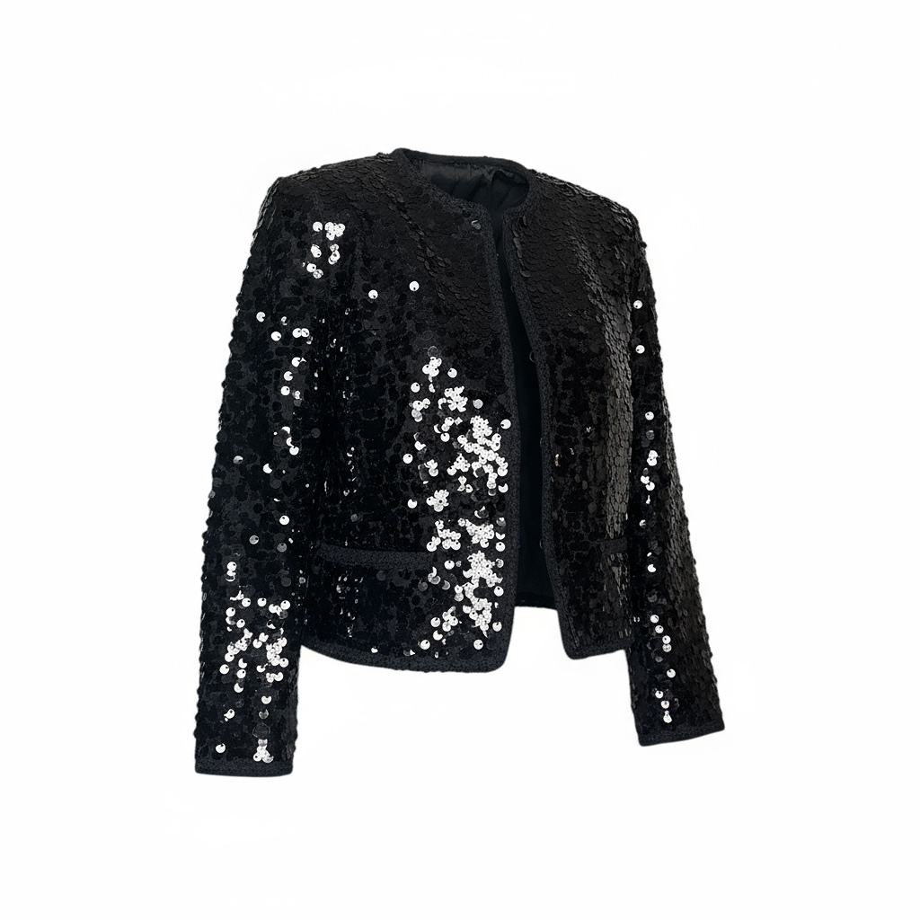 Veste femme noire à sequins chic et élégante