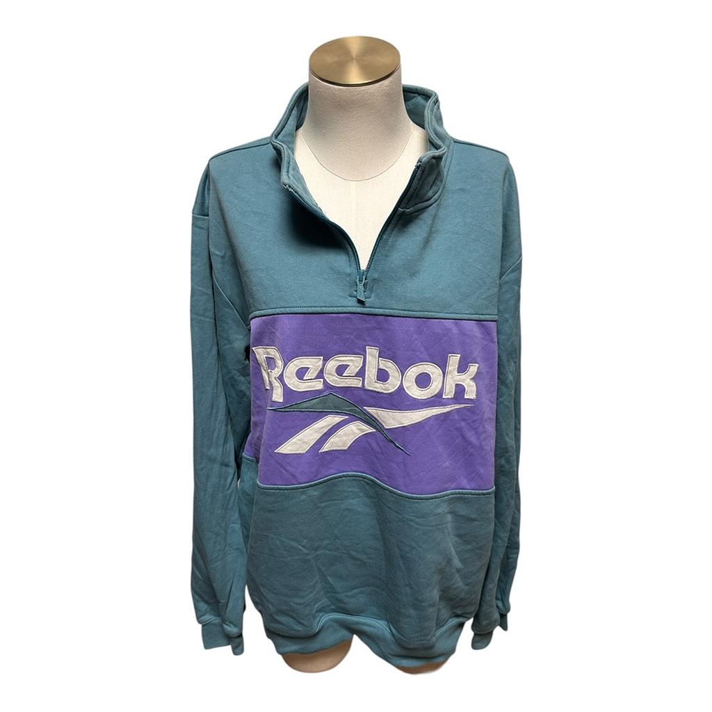 Sweat col zippé Reebok - L - Turquoise - État : Excellent
