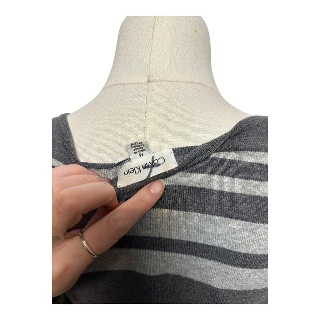 Pull Calvin Klein - M - Gris rayé - État : Excellent