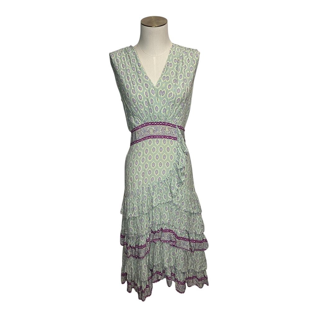 Robe Midi Sandro - S - Violet Vert - État : Très Bon