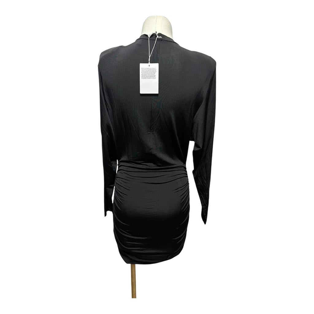 Robe noire moulante manches longues col montant