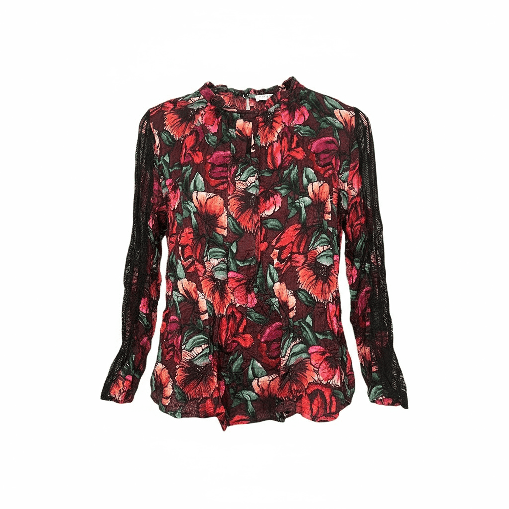 Blouse Sandro – S – Rouge Multicolore – État : Très bon - BiWear