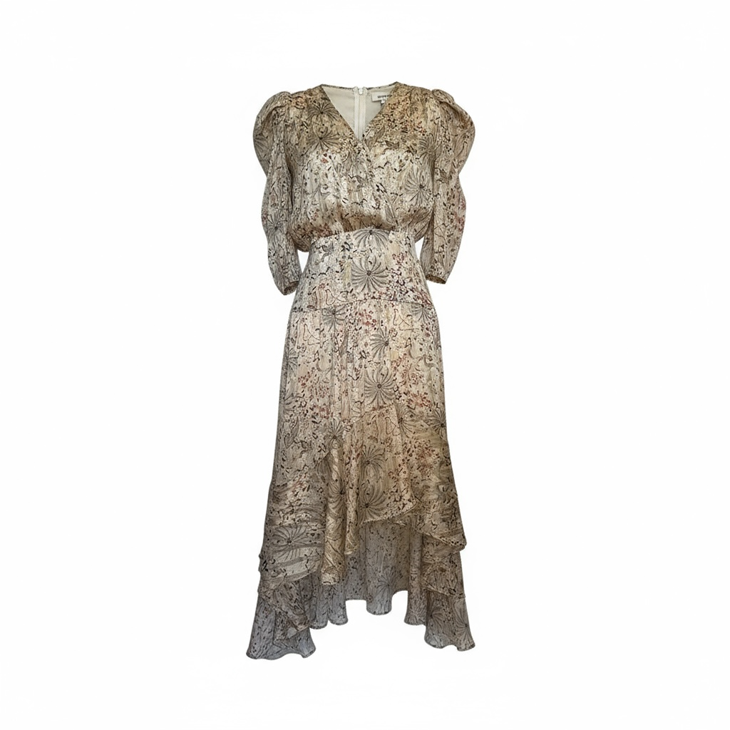 Robe Midi Belair - 38 - Crème Multicolore - État : Très Bon