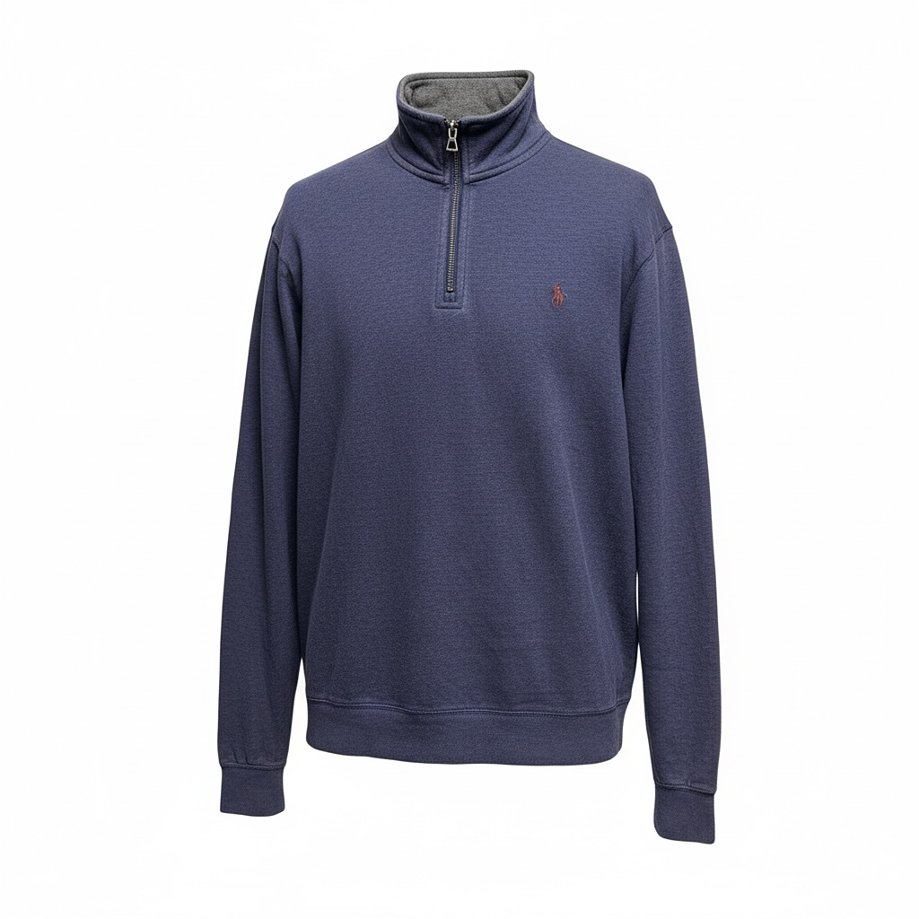 Sweat col zippé Ralph Lauren - L - Bleu - État : Excellent