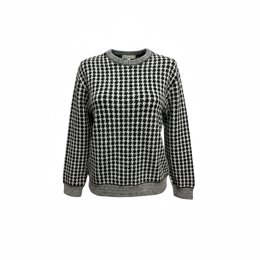 Pull Sandro - S - noir et blanc pied-de-poule - État : Excellent