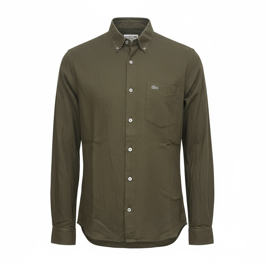 Chemise unie Lacoste – M – Kaki – État : Très bon - BiWear