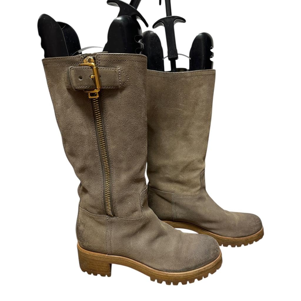 Bottes mi-Hautes Prada - 36.5 - Gris - État : Excellent