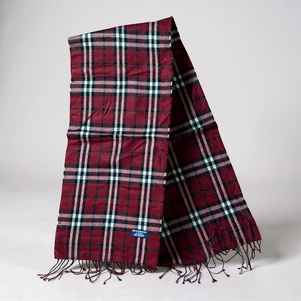 Écharpe Burberry London 100% cachemire bordeaux