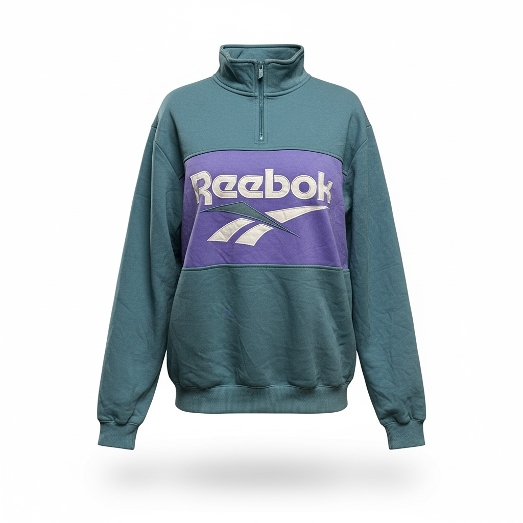 Sweat col zippé Reebok - L - Turquoise - État : Excellent