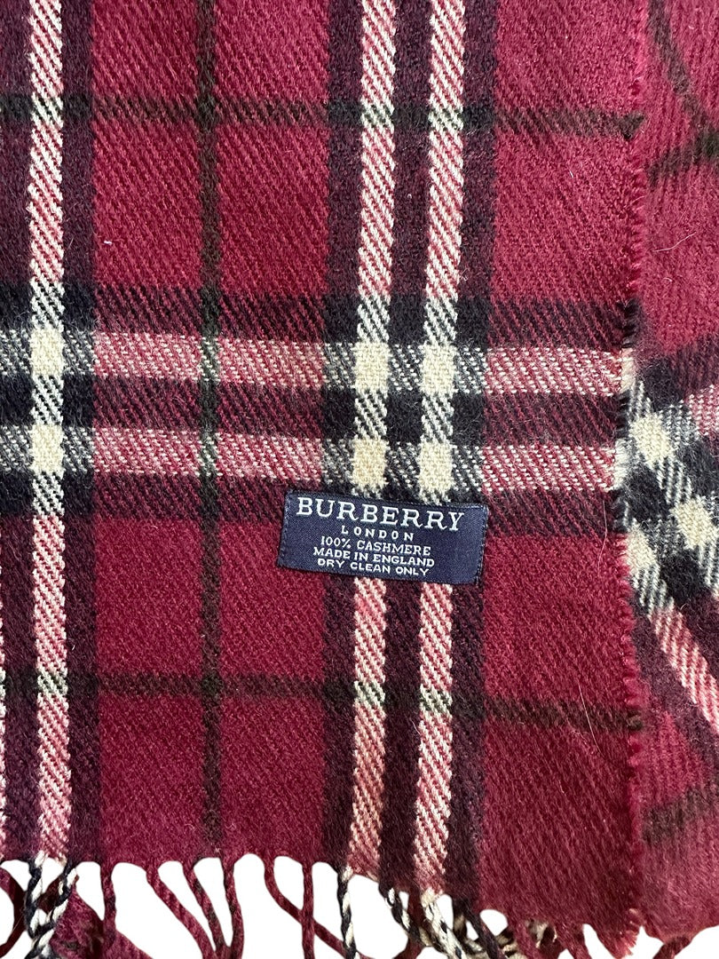 Écharpe Burberry London 100% cachemire bordeaux