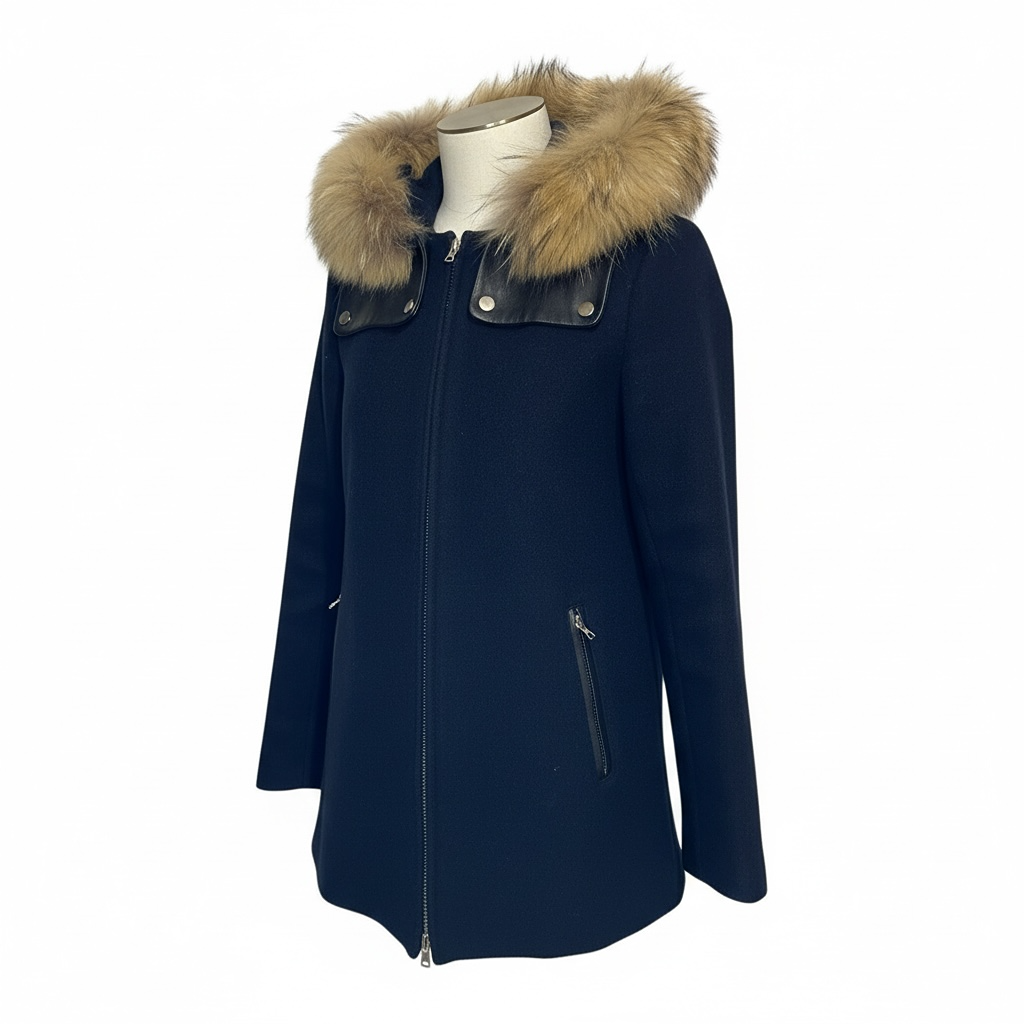 Pardessu Et Manteau Long Sandro - 2 - Marine - État : Très B