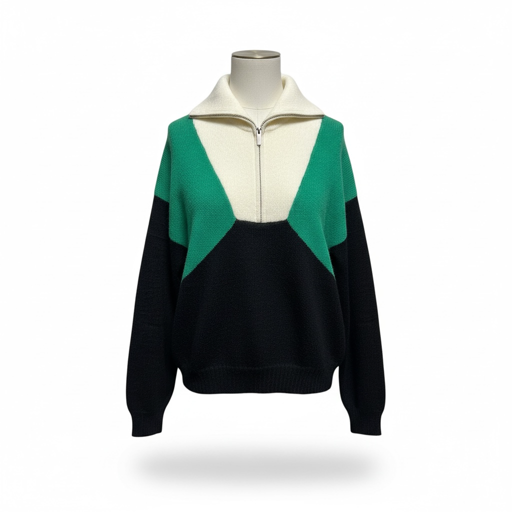 Pull G&10 - M - Vert/noir/crème - État : Neuf
