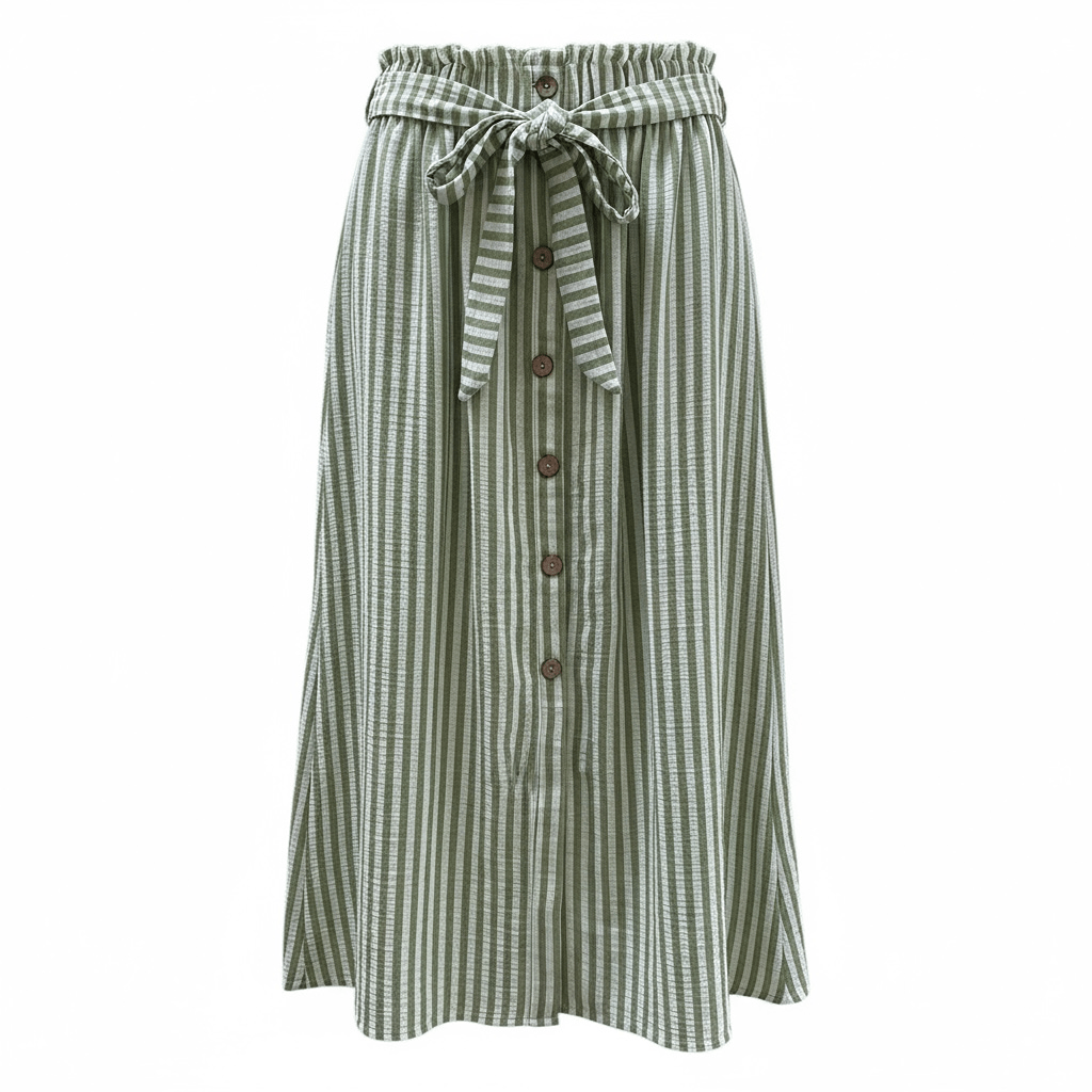 Jupe mi - longue Sans marque – S – Blanc/vert – État : Excellent - BiWear