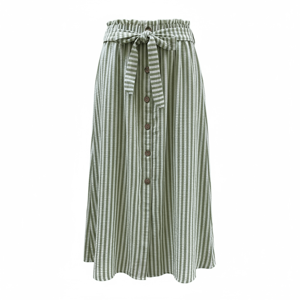 Jupe mi - longue Sans marque – S – Blanc/vert – État : Excellent - BiWear