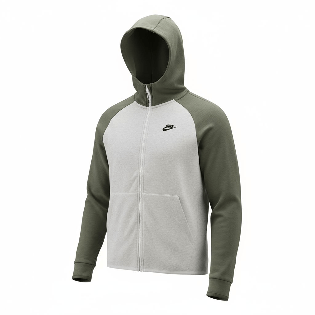 Sweat à capuche Nike – M – Blanc/kaki – État : Très bon - BiWear
